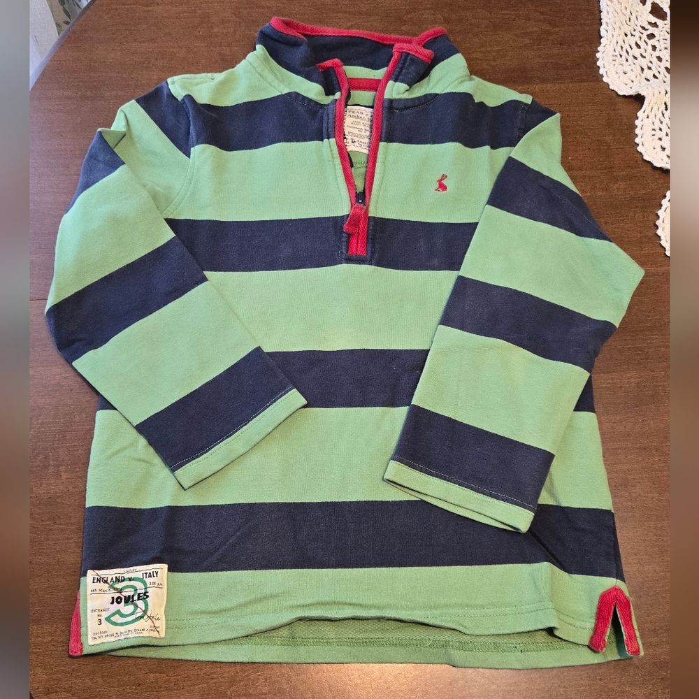 *SALE* Little Joules Green and Navy Striped Pullover